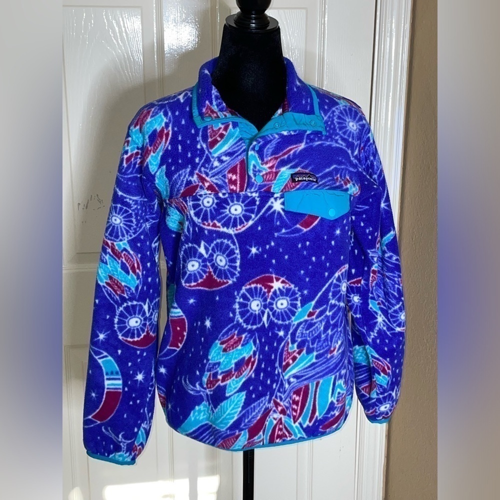 Vintage Patagonia Fleece Synchilla Jacket Rare Owl Creature Pattern womens M - Picture 5 of 13